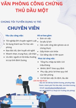 Văn phòng Công chứng Thủ Dầu Một tuyển dụng